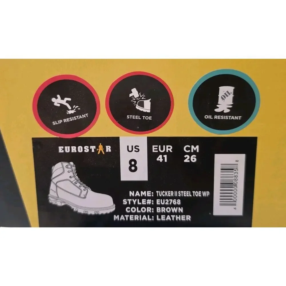 Eurostar Work boots Size 8 Men Steel Toe Slip Resistant Oil Resistant